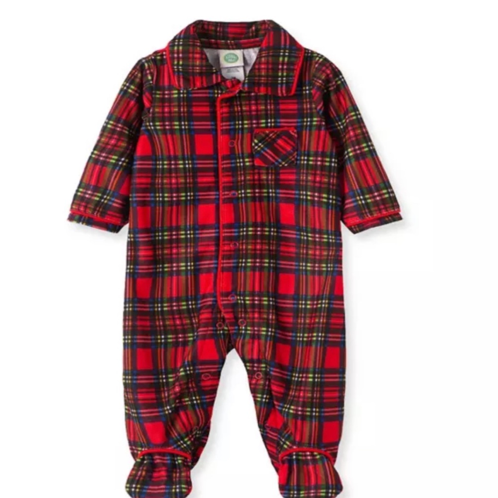 Little Me 12M Plaid soft Pj Onesie